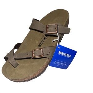Birkenstock Mayari Birko Flor Sandals Toe Loop  Womens 38 Size 7 Mocha Brown